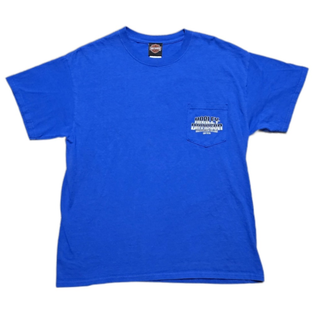 Y2K VTG Harley Davidson Grand Cayman Island Pocket‎ T-Shirt Double Sided Men's L
